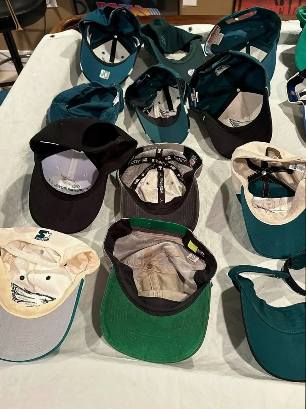 Philadelphia Eagles Lot of 20 Team Issued Reebok NFL Visors Bernie’s Hats VTG